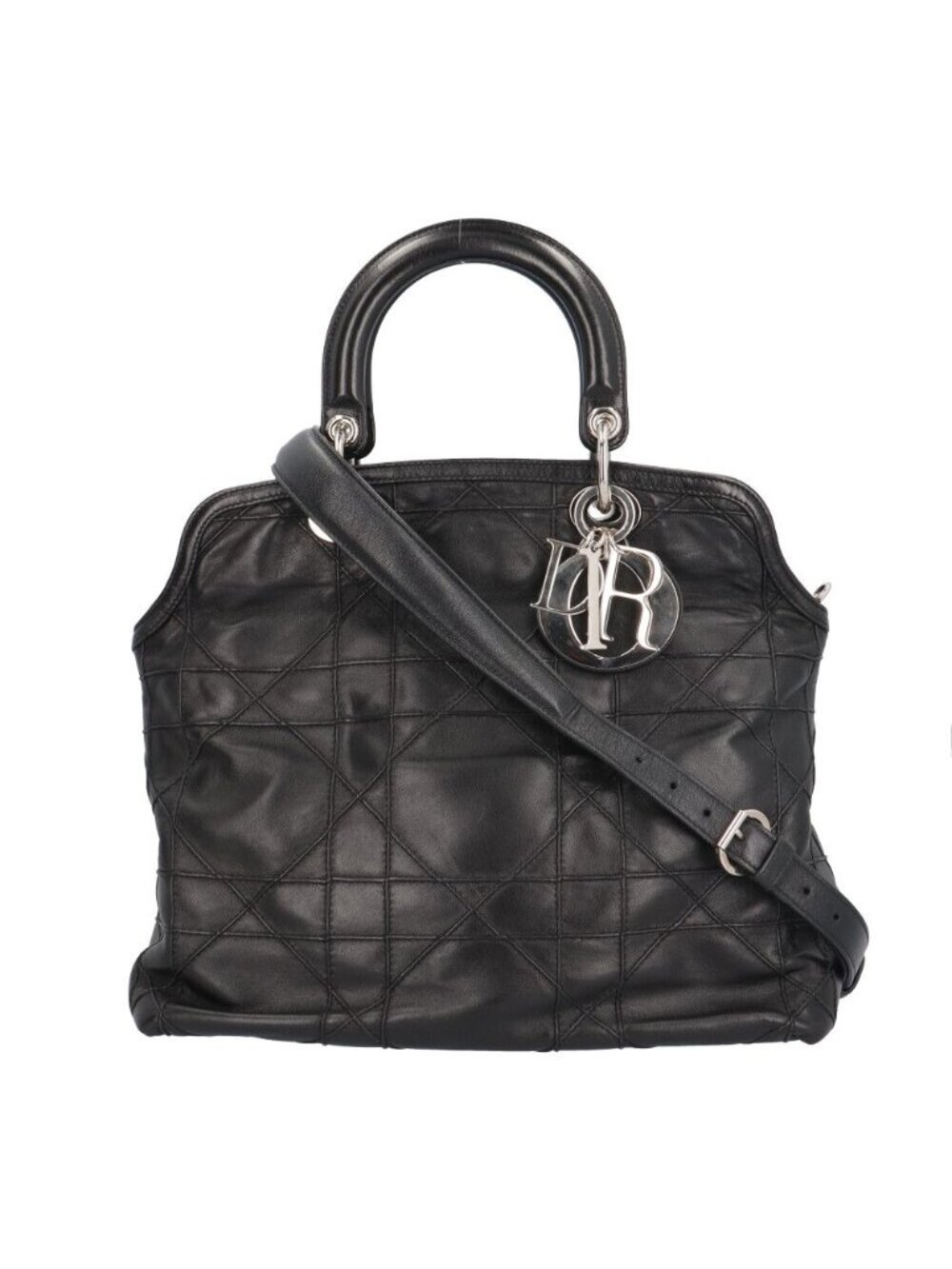 Dior Granville Cannage Shoulder Bag Leather Black